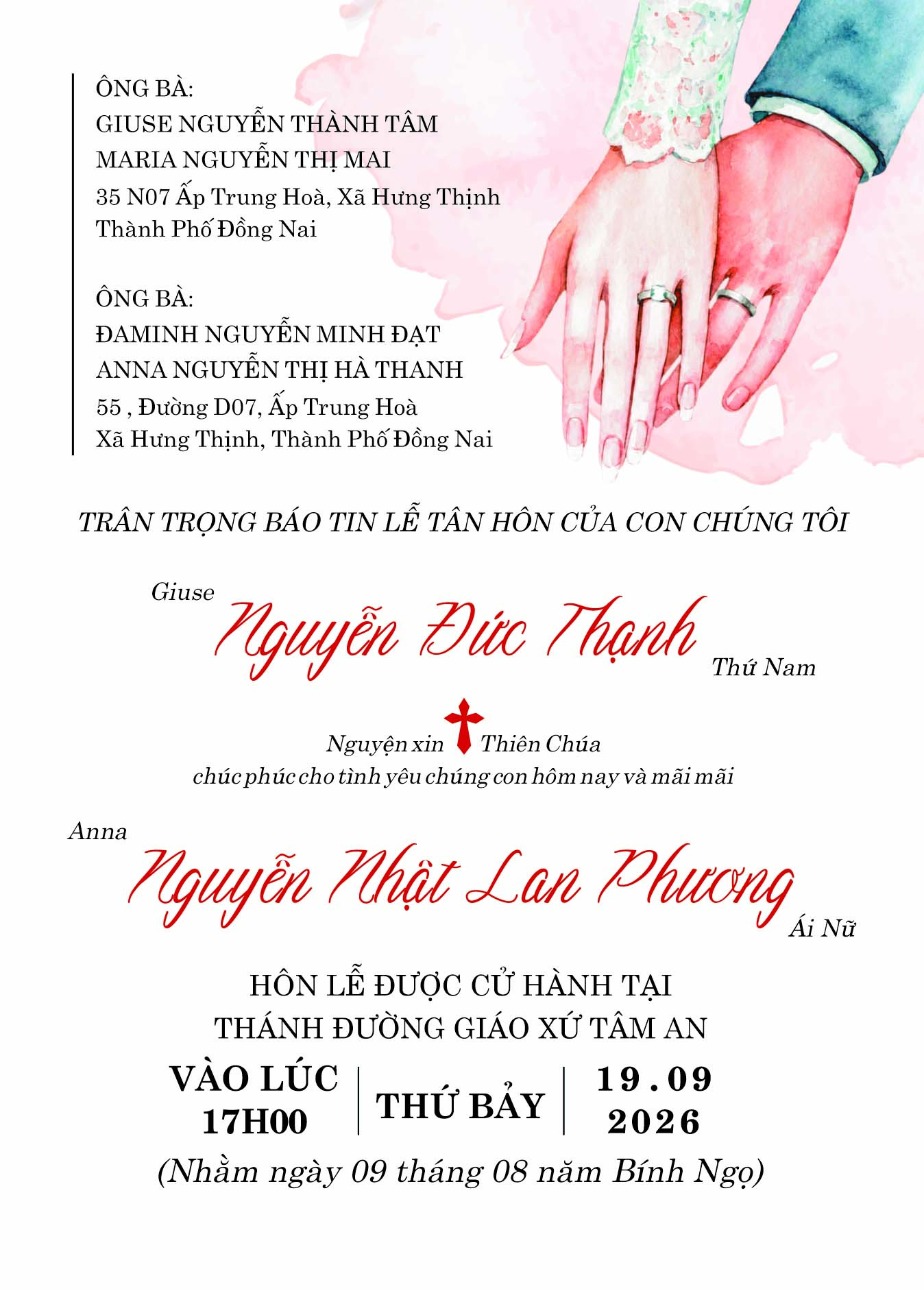 Thiệp mời cưới của Đức Thạnh và Lan Phương