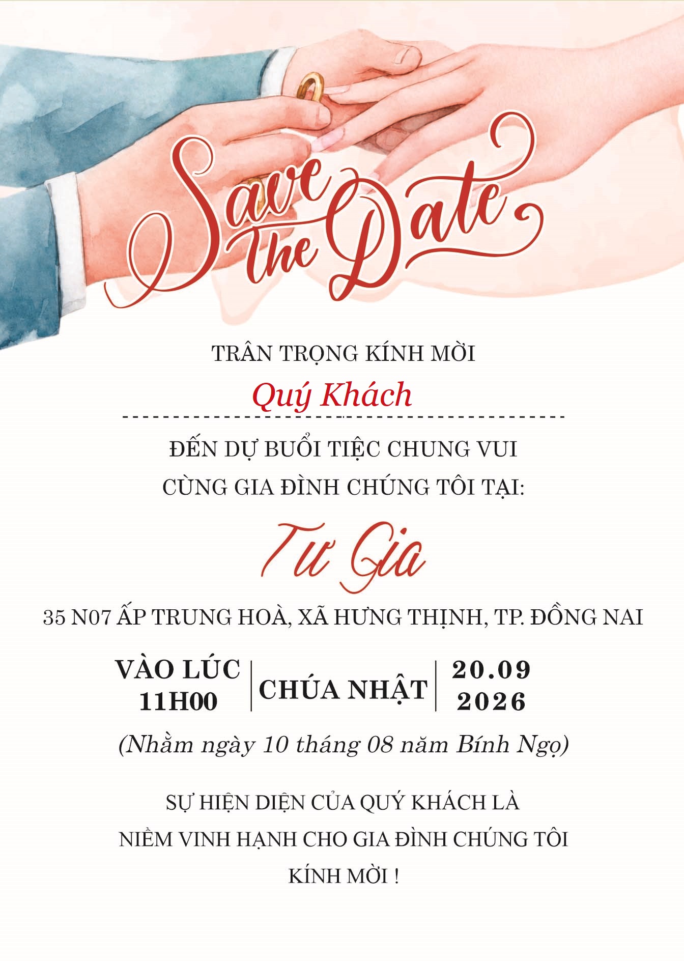 Thông tin tiệc cưới của Đức Thạnh và Lan Phương